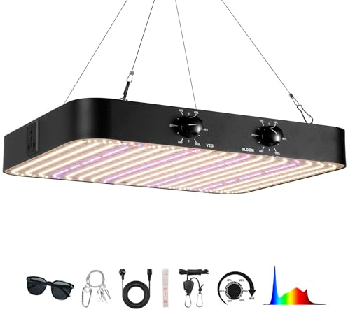 MEISHILE 2000w LED Lampara de Cultivo, Doble Atenuación VEG BLOOM Modo Doble, Lámparas De Crecimiento, con 1140 Leds, Grow Light para Tienda de Cultivo, Crecimiento Hidropónico(Tablero Quantum)