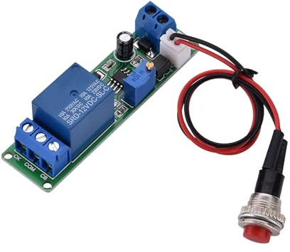Relè temporizzato DC 12V Ritardo timer regolabile Spegnimento modulo Relè temporizzato Interruttore temporizzato 1~10sec Con pulsante di attivazione Potenziometro