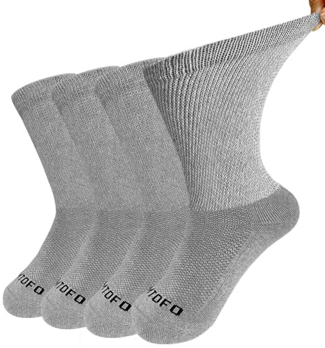 LOFIR Diabetic Socks for Men Women: Soft Extra Wide Top Socks - Non Elastic Loose Fit Gentle Cotton Seamless Padded for Swollen Feet and Ankles Size 6-14