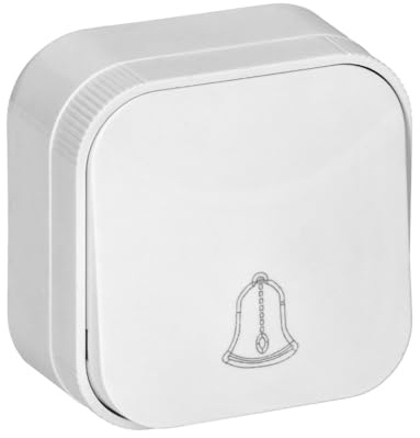 Miratic Pulsante Campanello Porta Ingresso IP 20 Montaggio in Superficie Pulsante con Simbolo Campanello Casa Dedicato all'Installazione Max. 230V Corrente Max. 10A (bianco)
