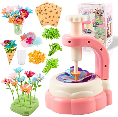 Aurihxus DIY Blumenpresse Kinder, Spielzeug Blumen Bastelset, Mädchen 4-12 Jahre Kreatives Blumen Basteln, Künstliches Blumenstrauß Spielzeug, für Mädchen Kindergeburtstag Weihnachten Geschenk