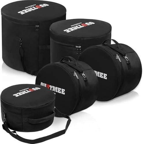 FREEAMG 5-Piece Drum Bag Set, Padded Drum Kit Bags for 12/ 13/ 14 Tom Snare, 16 Floor Tom, 22 Bass Drum, Drum Carrying Cases for Drummers