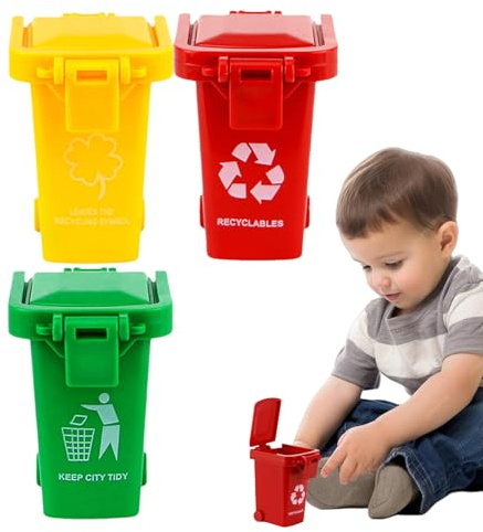 Genérico De Basura De - Con Tapa Y Ruedas Camión De Basura Juguetes,Cubo Portátil Contenedor Residuos Para Mesa Escritorio,Para Mesa Escritorio Oficina Aula Fiesta Cumpleaños Niño Pequeño y Niños
