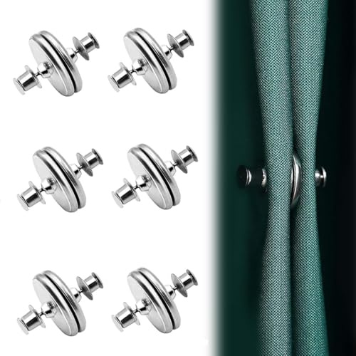 JYNXOR 6 Paio Calamite Per Tende Da Interno, Rimovibile Fermatenda, Argento Ferma Tende Con Calamita,Calamite Per Zanzariere,Durevole Magneti Per Tende, Clip Per Tende Per Camera Letto,Soggiorno,Bagno