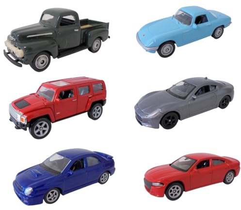 OPO 10 - Set di 6 Auto in Miniatura, Scala 1:64, 3 Pollici (7,5 cm): Subaru, Dodge, Maserati, Ford, Lotus, Hummer, Welly LSUP4