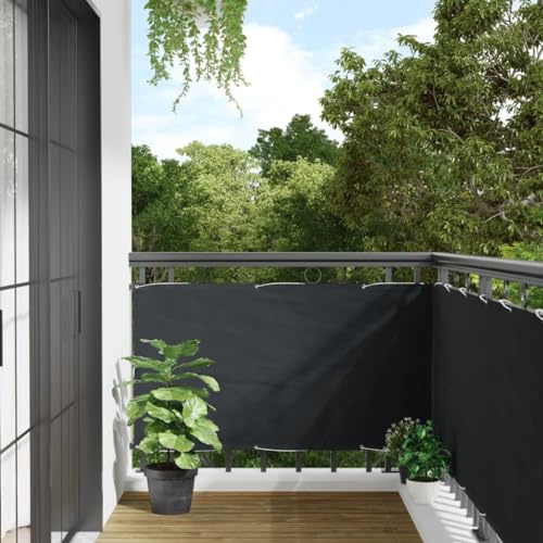 Mokuyary Protección visual para balcón, antracita, 75 x 300 cm, tela Oxford, revestimiento de balcón, cubierta opaca contra el viento para jardín, terraza, exterior