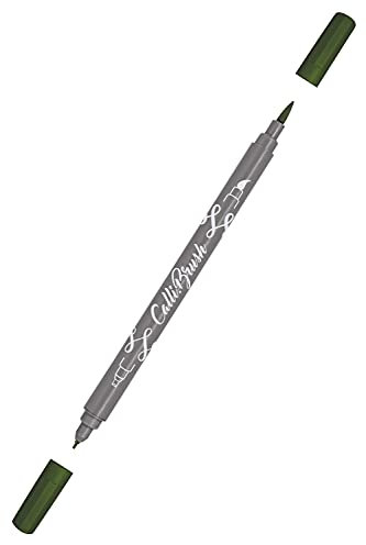 ONLINE Calli.Brush Pen Olive mit Double-Tip, Pinsel- und Kalligraphie-Spitze, Handlettering Brush-Pens in verschiedenen Farben, bunte Bullet-Journal Stifte für Kalligrafie, Aquarell