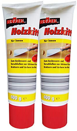 2 x Brücol Holzkitt für innen 400g, Spachtelmasse, Holzmasse, Reparaturkitt