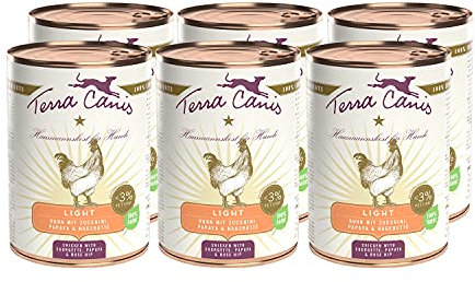 Terra Canis Huhn, Zucchini & Papaya - Light Nassfutter, 6x400g I Premium Hundefutter in 100% Lebensmittelqualität Aller Rohstoffe I Kalorien- & fettreduziert, Getreide- & glutenfrei