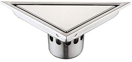 SHUGUANG Caniveau de Douche en 304 Acier Inoxydable Triangle Brossé Drain de Douche avec Grande Calibre Anti Encrassement Anti Odeur Siphon de Sol pour Salle de Bain, Garage