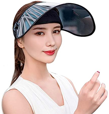 Casquette Visière Femme Chapeau de Soleil Eté Anti-UV Réglable Chapeau Pare-Soleil Large Bord Lentille de Protection UV UPF 50 Chapeau de Moto Vélo Cyclisme Visière de Golf Sport Extérieur