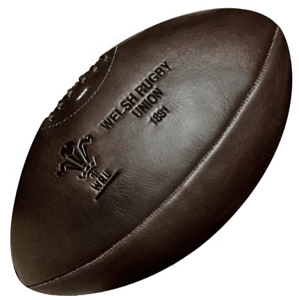 Gilbert Rugby Ball - Vintage Wales Rugby Ball - Handcrafted Leather Ball Embossed with Team Logo