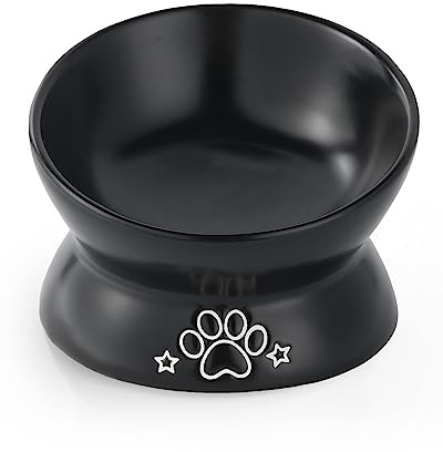 LoeJan Gamelle surélevée en céramique pour Chat, 141,7 g, Bol d'eau surélevé et incliné, Anti-vomissements et protège la Colonne vertébrale des Animaux de Compagnie, pour Petit Chien, Chat à Face