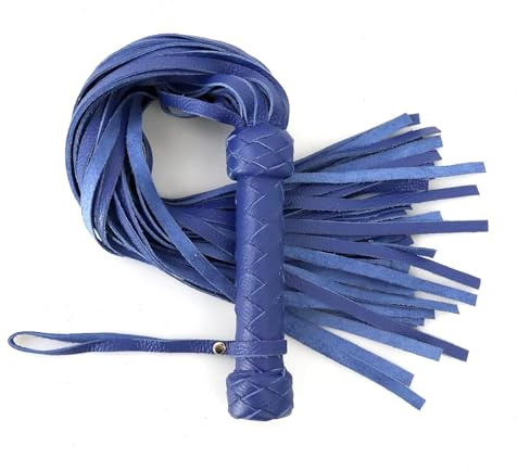 MarquiseDeBliss Genuine Leather Handcrafted Gentle Horse Whip - Thick Equestrian Training and Riding Essential - Riding Tools (19.7 Inches, Sea Blue)