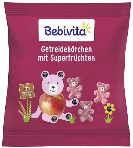 Bebivita Knabberprodukte Getreide-Bärchen mit Superfrüchten, 30g, 9er Pack (9x30g)