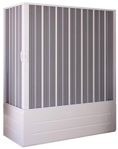 Sopravasca Angolare 70x170x150 cm 2 Ante a Soffietto in PVC Apertura Laterale H150 cm Dorini Bianco