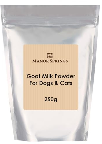 Goats Milk Powder for Dogs & Cats 250g by Manor Springs, Goat Milk for use as High Protein, Hypoallergenic Digestion, Anti-inflammatory Powdered Instant Meal Topper