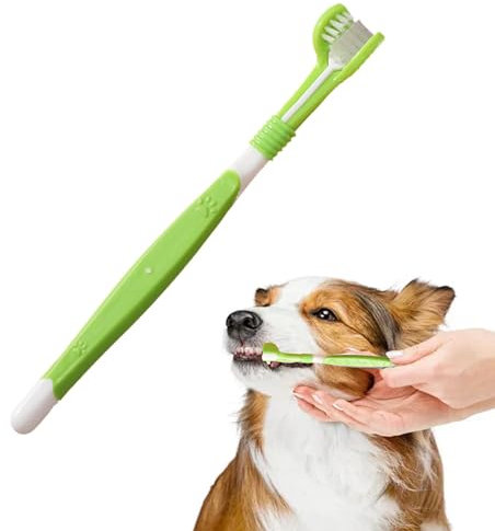 Katzenzahnbürste Weiche Weiche Borsten Welpenzahnbürste Haustierpflege Bürste Mundgeruch Haustierbürste Haustierreinigungszahnbürste Dreiseitiges Design Leicht zu Reinigen Mundgeruch Entferner für