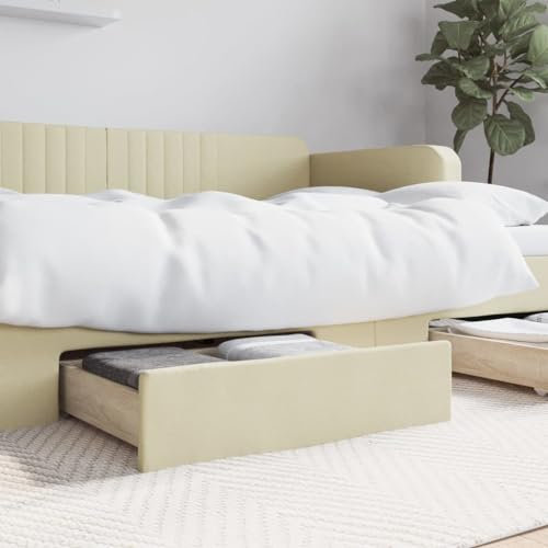 Xichuzi Cajones de Cama 2 uds Madera ingeniería y Cuero sintético Crema, Caja Bajo Cama, Almacenamiento Ropa, Cajas Almacenaje Zapatos, Cajas para Ropa, Cajas De Almacenamiento 833924
