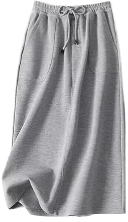 Jupe pour Femme - Jupe Trapèze Droite Taille Haute pour Femme Jupe De Sport Décontractée en Tricot Mi-Longue Jupe Automne/Hiver