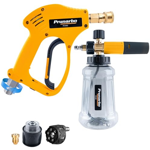 Prunarbo Pistola per Idropulitrice con Cannone a Schiuma Lavaggio Auto con 6 in 1 Ugelli, Adattatore di Collegamento Rapido compatibile con Karcher K Series K2-K7 (PR-M02-A)