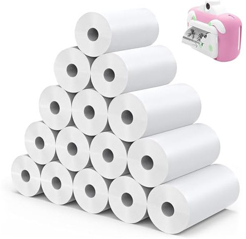 15 RollsKids Camera Paper Roll for Kids Camera Instant Print Paper Rolls, 57 x 25mm Thermal Papers for Kids Instant Cameras, for POS Terminal/Cash Register/Mini Printers, 4.5 M in Total