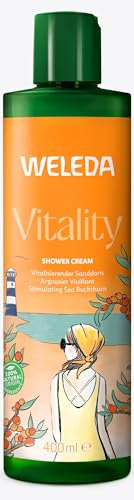 WELEDA Bio Vitality Gel douche XL végétalien – Cosmétique naturel Douche à l'argousier pour femmes et hommes avec parfum pamplemousse/bois de santal – Savon de douche naturel pour le nettoyage