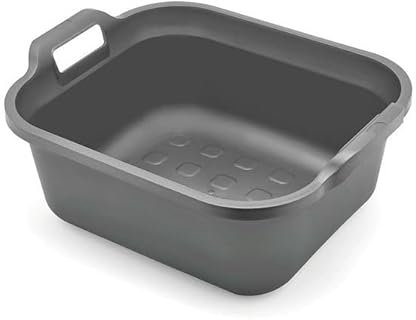 Large Rectangular 9.5 Litre Washing Up Bowl with Handles Plastic Wash Basin Multipurpose Bath Tub/Washing Tub Vegetable Fruit Wash Pan Dish for Kitchen Bathroom Household (Metallic)
