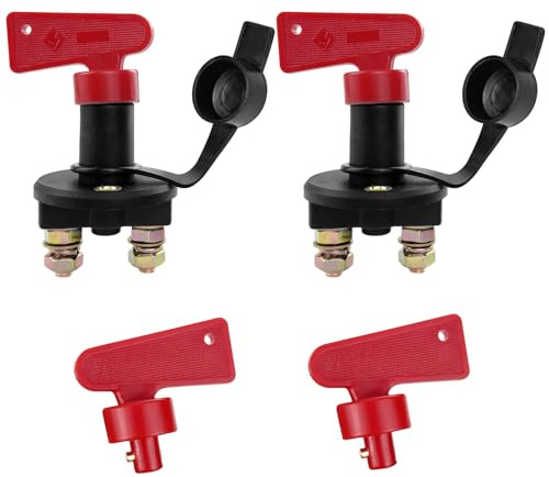 Battery Isolator Switch 12V/24V for Automotive Car, Battery Disconnect Switch with 2 Keys, Emergency Power Kill Battery Cut Off Switchs for Auto RV Marine Boat ATV Truck Vehicle (2 Set)