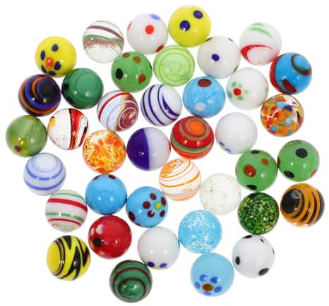 FIXOSHEE 38 Pièces Lot de Billes Colorées Multicolores pour Jeux et Décoration Billes Lisses Transparentes et Opaques pour Remplissage de Vase Bricolage et Loisirs Créatifs