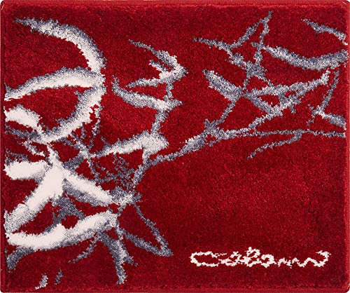 Grund COLANI Exklusiver Designer Badteppich 100% Polyacryl, ultra soft, rutschfest, ÖKO-TEX-zertifiziert, 5 Jahre Garantie, Colani 23, WC-Vorlage o.A. 50x60 cm, red