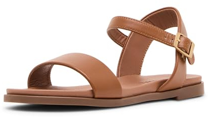 Steve Madden Women's Dina Flat Sandal, tan leather, 6.5