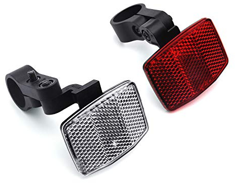 MFC PRO Kids Bike Front&Rear Reflectors Kit for Handlebar and Seatpost (RED&White) (Kit 1, W:Φ7/8/ R:Φ7/8)