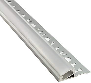 tktrading24 T77 LED Alu Premium Fliesenprofil 10mm silber 20° - 1m milky