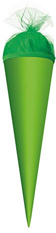 ROTH Bastel-Schultüte klein grün - 35 cm rund - mit grünem Tüllverschluss