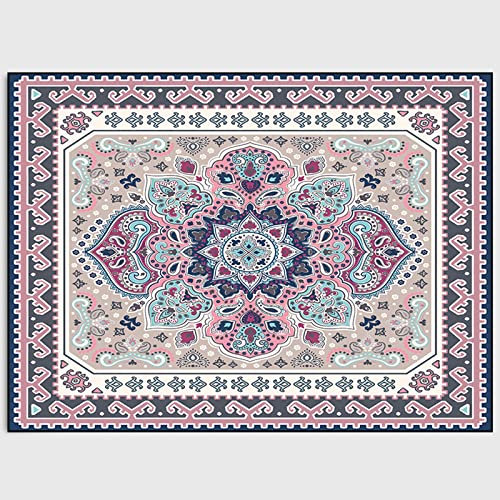 Rururug Designer Teppich Kurzflor Moderner Orientteppich Klassisch Gemustert Ornamente für Wohnzimmer Schlafzimmer Kinderzimmer,Retro geometrische Blume Fuchsia 200 x 230 cm