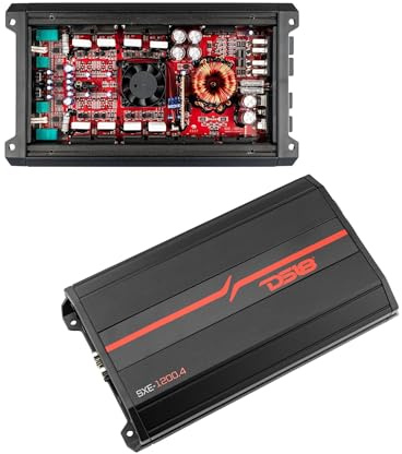DS18 SXE-1200.4/BK Car Amplifier Stereo Full-Range Class A/B 4-Channel 60x4 RMS @4 OHM 1200 Watts - Powerful and Compact Amp for Speakers in Car Audio System