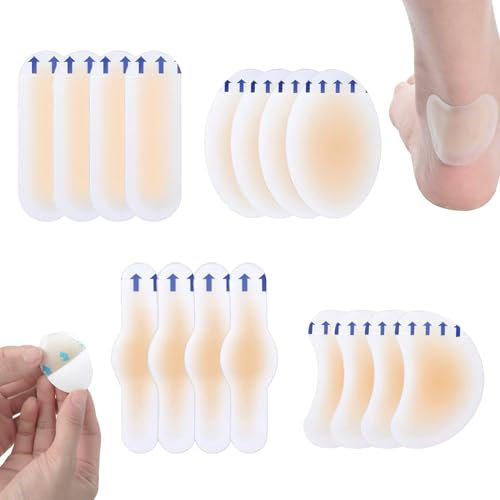 ZEACCT 16 Stück Hydrokolloid Gel Pflaster, Anti-Blasen Hydrokolloid Pflaster für Füße, Blasenpflaster für Zehen und Finger, Vorfuß Ferse Fersenschutz und Schutzhaut