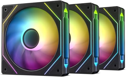 DARKROCK F120 3in1 120mm Infinite Mirror Design Case Fans with 24 LED Lights PWM Control & ARGB Effect, Hydraulic HDB Bearing for Low-Noise Operation - Suitable for Most PC Cooling Systems - Black