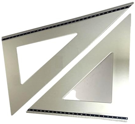 Set Di 2 Squadrette Professionali In Alluminio 35cm Coppia Squadre Disegno Alluminio Da 60° E 45° Gradi,