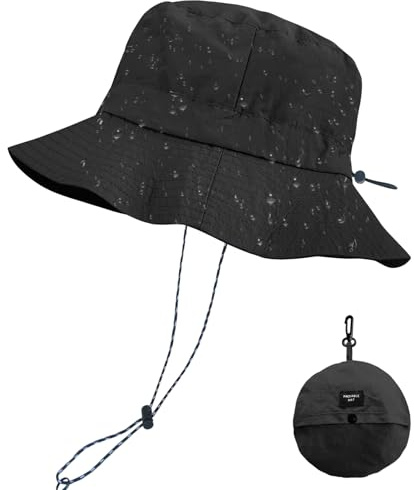 PFFY Packable Sun Bucket Hat for Men Women Outdoor Sun Hats Black Bright