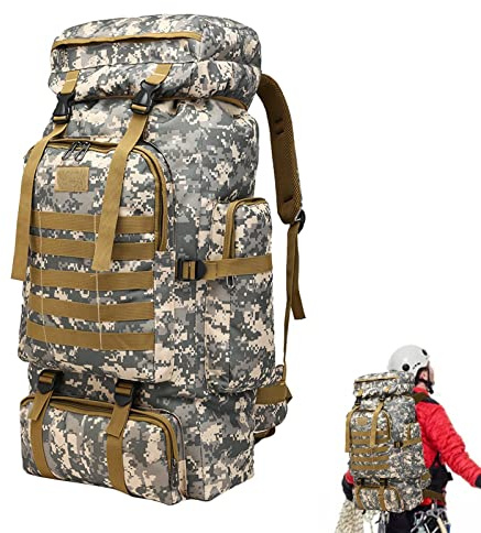 Mochila del ejército para hombres, bolso de bugout impermeable de servicio pesado 80L Gran capacidad | Mochila de senderismo para caminatas al aire libre para acampar de senderismo