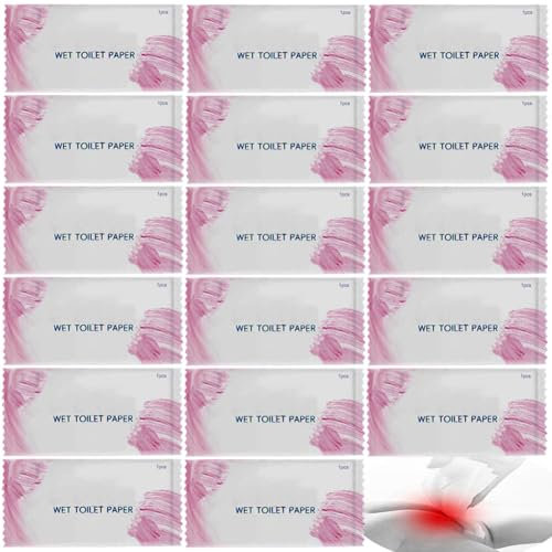 50Pack Luxury Individually Wrapped Skin Friendly Flushable Wet Toilet Paper; Adult Care Wet Toilet Wipes; Travel Sensitive Skin Cleansing Toilet Wipes for Home, Outdoors, Daily Use