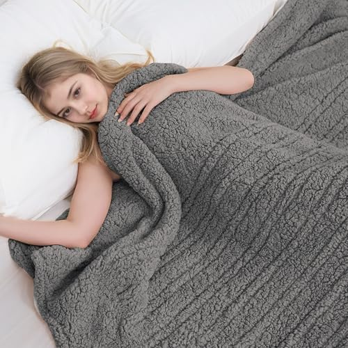 Eydna Electric Heated Blanket Full Size 72×84 with 9 Heating Levels & 1-10Hs Auto Off，Double Sided Plush Sherpa, Energy Efficient, Machine Washable, for Couch & Bed, Mom's Gift- Light Gray