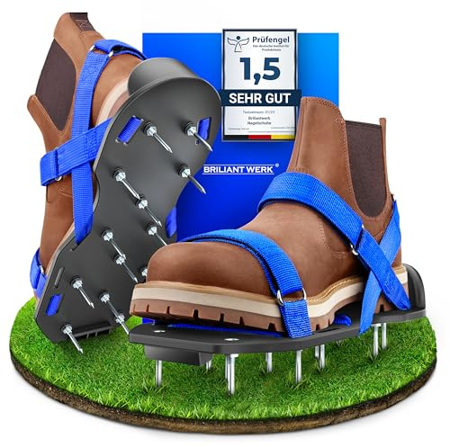 Briliantwerk® ️ Scarpe per unghie con chiusura in velcro – Ventilare per il prato o come scarpe da massetto – Scarpe aeratore per prato perfetto – L'aeratore ideale (una lunghezza del chiodo)