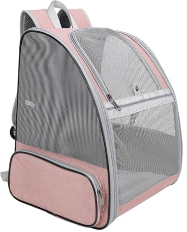 Rutaqian Sac à dos de transport pour chat – Tissu Oxford, design anti-anxiété, charge de 7,5 kg, maille respirante pour intérieur/extérieur, voyage – Rose