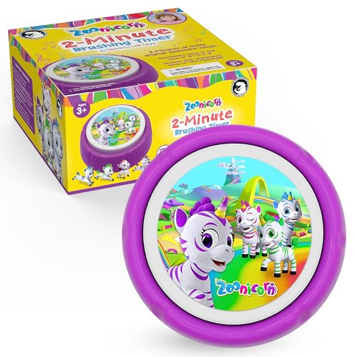 Toothbrush Timer for Kids – 2 Minute Toothbrush Timer Helps Kids and Toddlers Brush Teeth with Lights & Music, Adjustable Volume Control, Zoonicorn