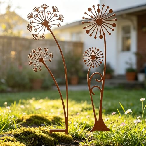 Crunier 2 Pezzi Decorazione da Giardino in Metallo arrugginito