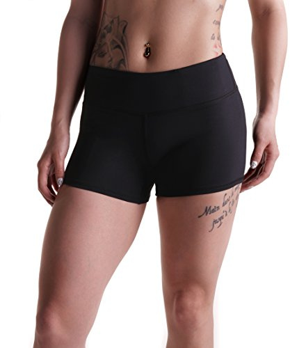 Tough Mode Women's 3 Athletic Workout Volleyball Running WOD Compression Shorts Black