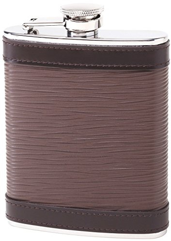 Herbertz Sac de Bouteille Homme Acier Inoxydable Housse Cuir Flasque, Marron, 177 ML